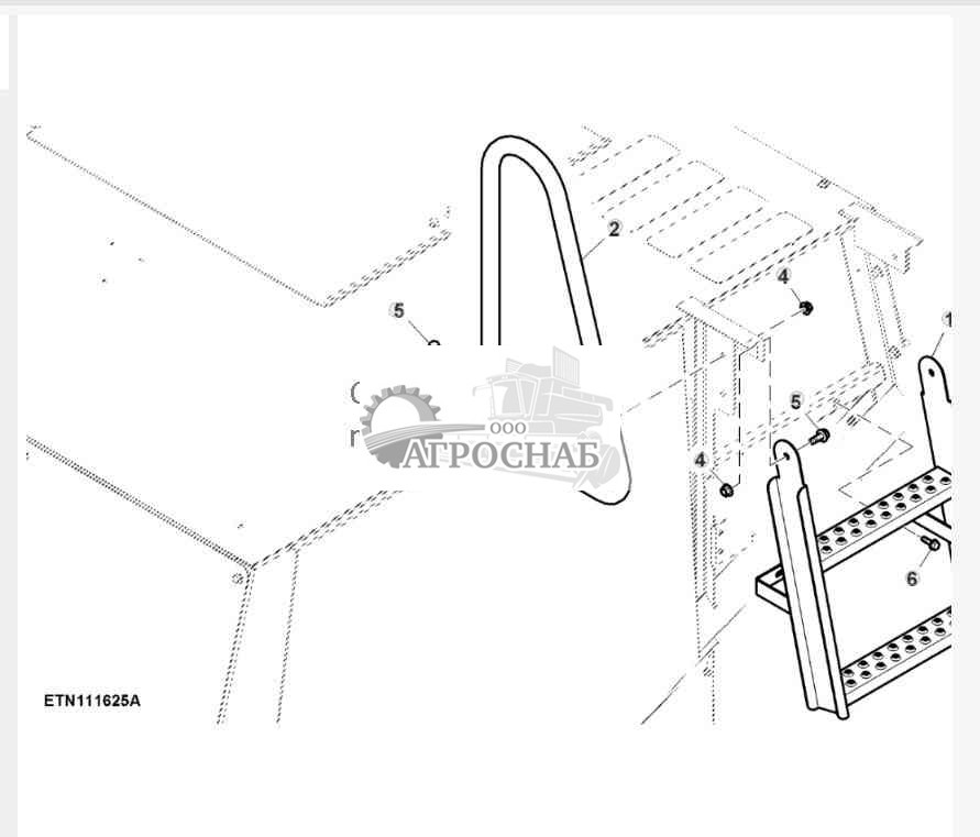 Лестница и поручень, площадка двигателя, Final Tier 4 